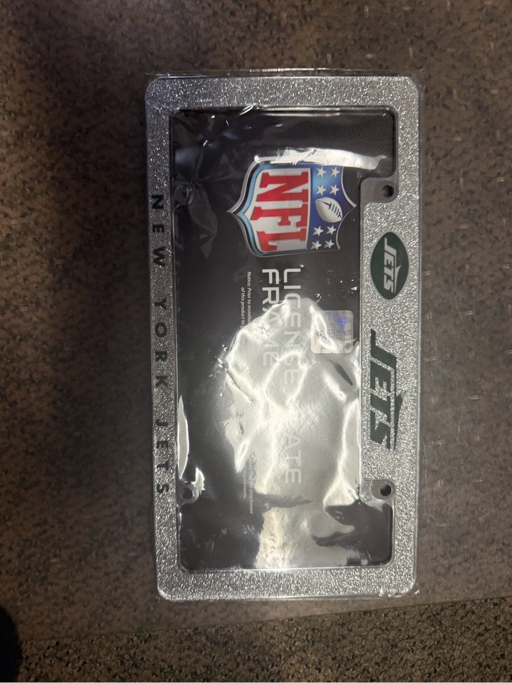 NFL New York Jets Silver Glitter License Plate Frame